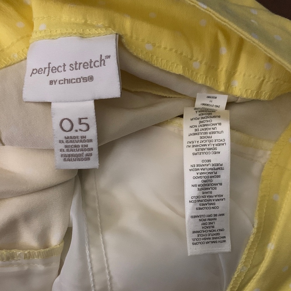 Chico's Sunny Yellow Skirt with White Dots